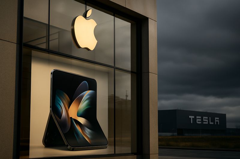 $AAPL Rips 5% on Foldable iPhone Hype While $TSLA Crashes 8% on Its Own Beat — Welcome to Opposite Day on Wall Street thumbnail
