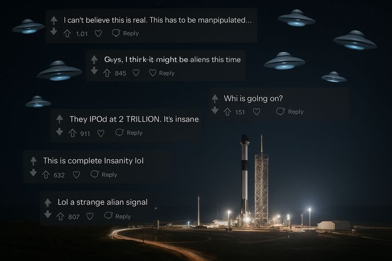 Reddit Is Going Absolutely Feral Over SpaceX's $2 Trillion IPO — And UFO Is Along for the Ride